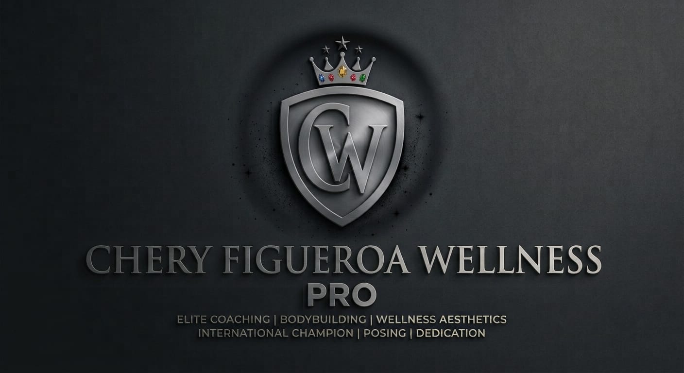 Escudo metálico CW coronado de Chery Figueroa Wellness PRO: elite coaching, bodybuilding, wellness aesthetics